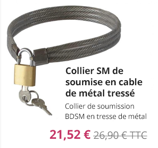 Collier SM de soumise en cable de métal tressé