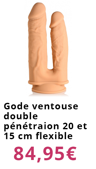 Gode ventouse double pénétration 20 et 15 cm flexible